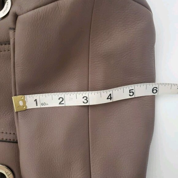 B Makowsky 100% Genuine Leather Hobo Shoulder Bag Taupe Designer Classic… - Picture 6 of 15